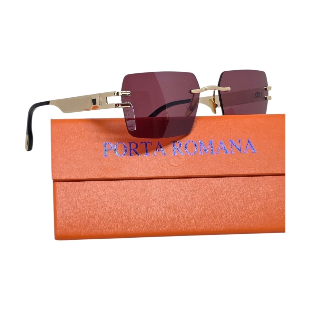Porta Romana Burgundy and Gold Sunglasses